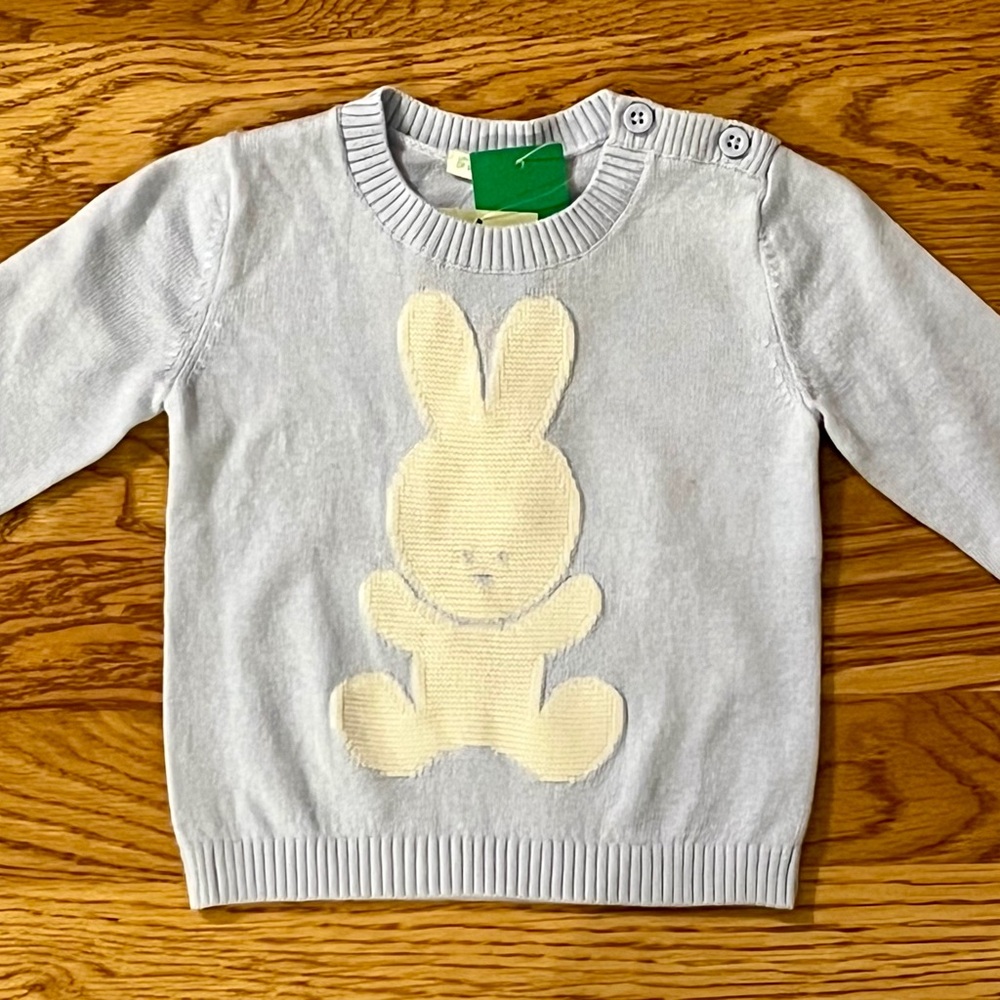 United Colors Of Benetton Gray Sweater with Cream Bunny